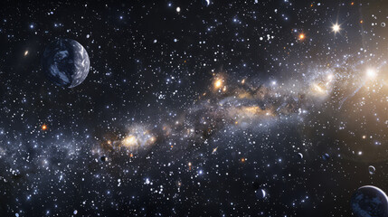 Obraz na płótnie Canvas The Universe with distant galaxy asteroid