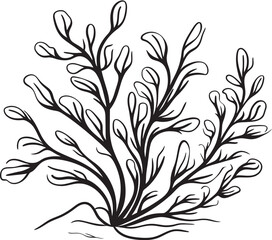 Seaweed Serenade Vector Logo with Doodle Seaweed Illustration for Nautical Harmony Marine Masterpiece Vector Design Showcasing Doodle Seaweed Icon for Oceanic Inspiration
