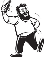 Intoxicated Inspiration Vector Design Capturing the Inspiration Found by a Drunken Man in His Alcohol Bottle Hug Boozy Embrace Vector Logo of a Drunken Man Clutching an Alcohol Bottle