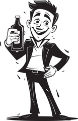 Drunkards Delight Vector Graphics of a Mans Affectionate Grasp on a Liquor Bottle Booze Buddy Vector Logo with a Drunken Man Fondly Holding an Alcohol Bottle