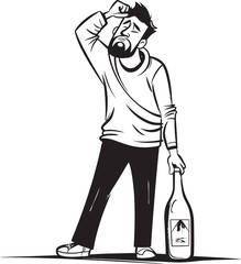IntoxiHug Vector Design with Mans Affectionate Embrace of Alcohol Icon Drunken Embrace Vector Graphics of a Man Holding His Booze