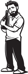 IntoxiEmbrace Vector Design with Drunken Mans Embrace of Beverage Icon Drunkards Devotion Vector Graphics of Mans Commitment to Booze