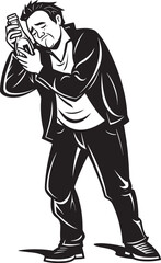 Liquor Love Vector Graphics of Drunken Mans Passion for Bottle Alcoholic Affection Vector Logo with Drunken Mans Fondness for Booze