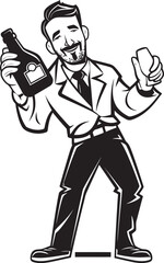 IntoxiGrip Vector Graphics of Man Holding Tight to Booze Drunken Devotion Vector Logo with Mans Affection for Alcohol