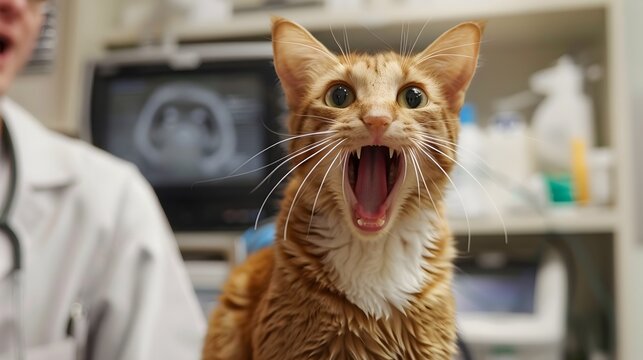 Feisty Feline's Dramatic Reaction During Veterinary Examination