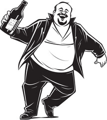 Drunken Devotion Vector Graphics of a Man Fully Devoted to His Beloved Liquor Bottle Boozy Bliss Vector Logo Showing a Drunken Man in Ecstasy with His Alcohol Bottle