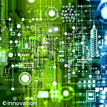 An image depicts the word "innovation" on a single-colored background, with no other elements in sight.