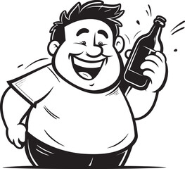 Intoxicated Inspiration Vector Graphics of a Drunken Man Finding Creative Inspiration in the Loving Grasp of His Booze Bottle Booze Buddy Vector Logo Symbolizing the Everlasting Friendship Between a 