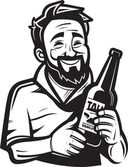 Alcoholic Affection Vector Graphic of a Drunken Man Expressing Profound Affection for His Cherished Booze Bottle Intoxicated Euphoria Vector Logo Depicting the Intense Joy and Euphoria Experienced by