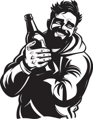 Intoxicated Inspiration Vector Design Inspiring Creative Sparks and Ideas as a Drunken Man Finds Inspiration in His Alcohol Bottle Booze Buddy Vector Illustration Celebrating the Trusted Companion an