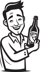 Liquor Lover Vector Illustration Demonstrating the Passionate Love and Devotion of a Drunken Man for His Treasured Booze Bottle Drunken Devotion Vector Graphic Reflecting the Unwavering Devotion and 