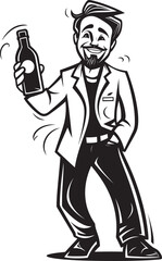 Inebriated Intimacy Vector Design Capturing the Intimate Connection Between a Drunken Man and His Alcohol Bottle Icon IntoxiJoy Vector Graphics Reflecting the Joyous Interaction of a Drunken Man with