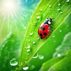 Fototapeta premium ladybug on leaf