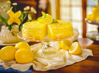 Lemon Cheesecake with Glaze - 764730738