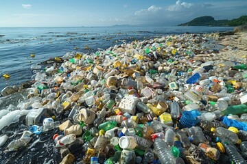Plastic pollution from waste single use plastic professional photography