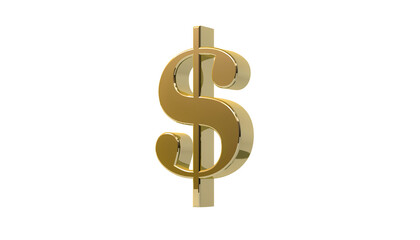 3D Rendering currency symbol with golden texture isolated on white color background