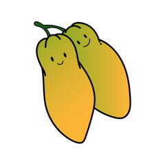 Papaya cartoon. Papaya on white background. for poster, banner, web, icon, mascot, background. Hand drawn. Healthy fruit food. Vector illustration