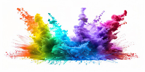 Various colored smokes creating abstract patterns and flying in the air with wild splashes.