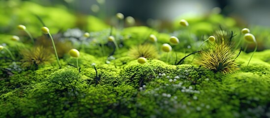 Closeup on moss in the forest