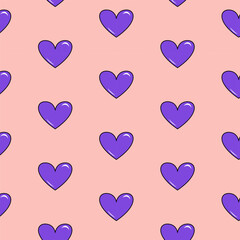 Y2K pattern. Retro seamless pattern with heart. Vector illustration