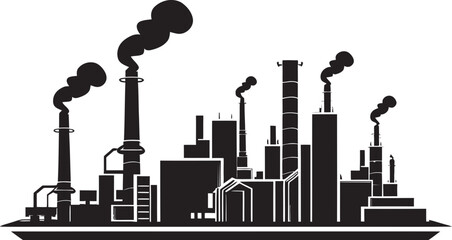 Obraz premium Urban Smog Vector Icons and Graphics Embodying Factory Air Pollution Toxic Skies Vector Logo and Graphic Design Reflecting Air Pollution Consequences