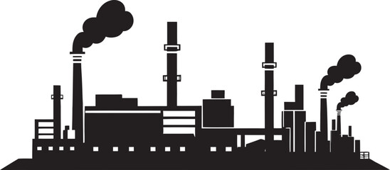 Obraz premium Factory Fallout Air Pollution Vector Graphics and Icons Carbon Footprint Factory Pollution Vector Logo Set