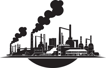 Factory Haze Vector Logo and Design Showcasing Air Pollution Consequences Smog City Vector Icons and Graphics Representing Air Pollution Effects