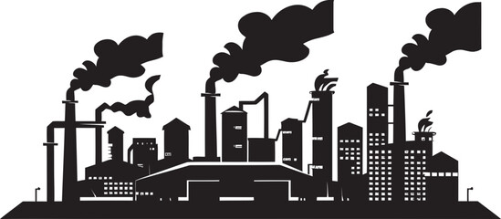 Smog Alerts Factory Air Pollution Vector Logo Assortment Toxic Trails Vector Graphics and Icon Showcase