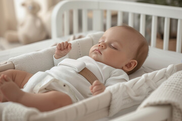 Baby sleeping with a wearable electronic device to monitor breathing and oxygen level  - 764737108