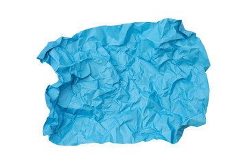 Fototapeta premium Blue crumpled paper isolated on transparent background