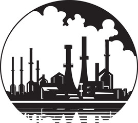 Chemical Chaos Vector Factory Logo and Design Depicting Toxic Air Quality Smog City Vector Graphics and Icons Illustrating Urban Air Pollution