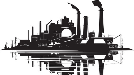 Environmental Crisis Factory Air Pollution Vector Graphics Compilation Industrial Intrusion Vector Design and Icon Showcase