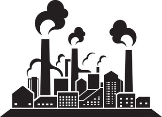 Factory Fallout Pollution Vector Design and Logo Showcase Environmental Crisis Factory Air Pollution Vector Graphics Assortment