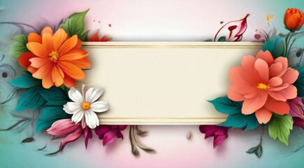 Fototapeta premium butterflies in the corner of the background with text empty space in the middle with colorful design on the background in orange red and different color card decoration and design 