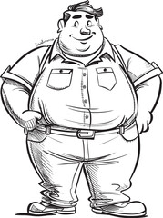 Curvy Defender Vector Graphics Illustrating the Fat Man Icon Stout Superhero Vector Logo and Design with the Fat Man Symbol