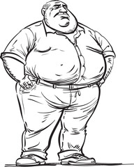 Rotund Resilience Vector Logo and Design with the Fat Man Illustration Curvy Courage Vector Graphics Depicting the Fat Man Icon