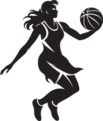 Slam Starlet Vector Logo and Design Showcasing a Female Basketball Players Dunk Hoop Hype Vector Icon Illustrating a Female Basketball Players Slam Dunk