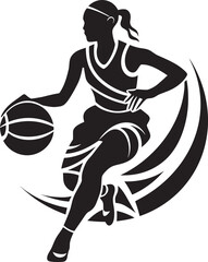 Dunk Dynamite Vector Illustration of a Female Basketball Player Executing a Slam Dunk Court Crusader Vector Icon Depicting a Female Basketball Players Dunk