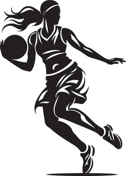 Skybound Slayer Vector Icon Depicting a Female Basketball Players Dunk Rim Raptor Vector Logo and Design Featuring a Female Basketball Players Dunk