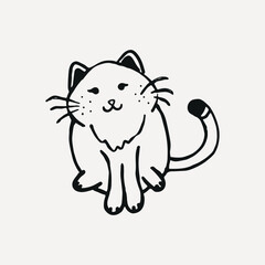 Cat illustration for coloring book. kitten pet, sticker. vector 