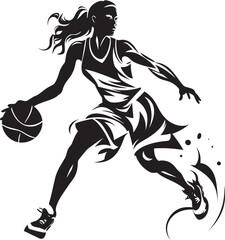 Rim Rebel Vector Graphic Depicting Female Players Slam Dunk Dunk Dynamo Female Basketball Player Dunk Vector Illustration © BABBAN