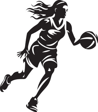 Dunk Diva Vector Design Illustrating a Female Players Slam Dunk Rim Ruler Female Basketball Player Dunk Vector Logo and Icon