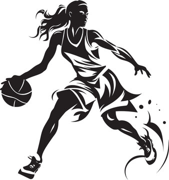 Rim Rebel Vector Graphic Depicting Female Players Slam Dunk Dunk Dynamo Female Basketball Player Dunk Vector Illustration