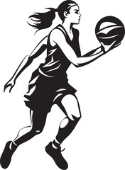 Skybound Sensation Female Basketball Player Dunk Vector Icon Rim Ruler Vector Graphics Featuring Female Players Dunk