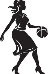 Dunk Dominance Vector Graphics Illustrating Female Player Dunk Basket Blaze Female Basketball Player Dunk Vector Emblem