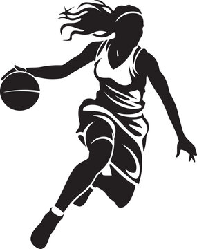 Dunk Dynamo Female Basketball Player Dunk Vector Graphics Basket Bombshell Vector Design Illustrating Female Player Dunk