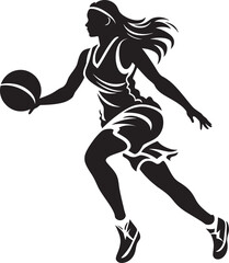 Rim Rebel Vector Logo and Design Showcasing a Female Basketball Player Dunking Ballin Belle Vector Graphics of a Female Basketball Player Going for a Dunk