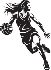 Hoop Hero Vector Icon of a Female Basketball Player Executing a Dunk Slam Squad Queen Vector Graphics Illustrating a Female Basketball Player Dunking