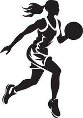 Dunk Duchess Vector Illustration of a Female Basketball Player Slamming the Ball Court Crusher Vector Design Featuring a Female Basketball Players Dunk