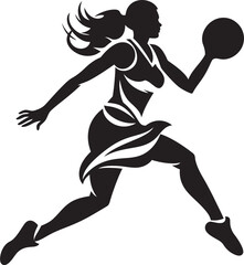 Skyline Shooter Vector Graphics Depicting a Female Basketball Players Slam Dunk Hoop Huntress Vector Logo and Design Showcasing a Female Basketball Player Dunking